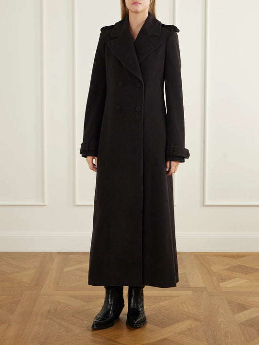 Image of Coats & Jackets. Product name - Houstt Double-breasted Cashmere-corduroy Coat in Chocolate colour by brand - Gabriela Hearst