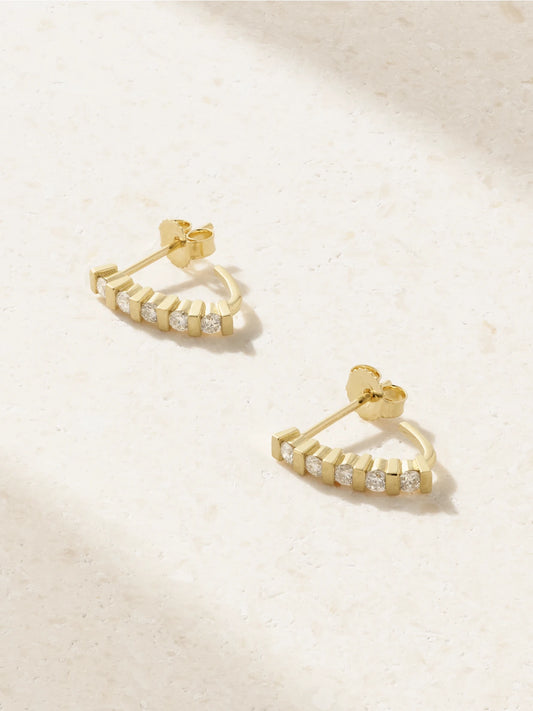 Edith 18-karat Gold Diamond Hoop Earrings