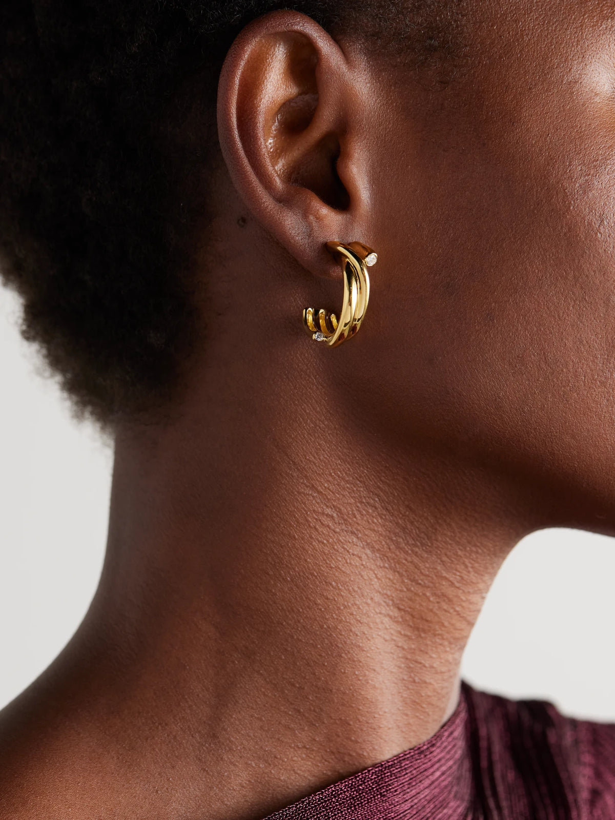 Image of Earrings. Product name - Recycled Gold Vermeil Cubic Zirconia Earrings in Multi colour by brand - Completedworks