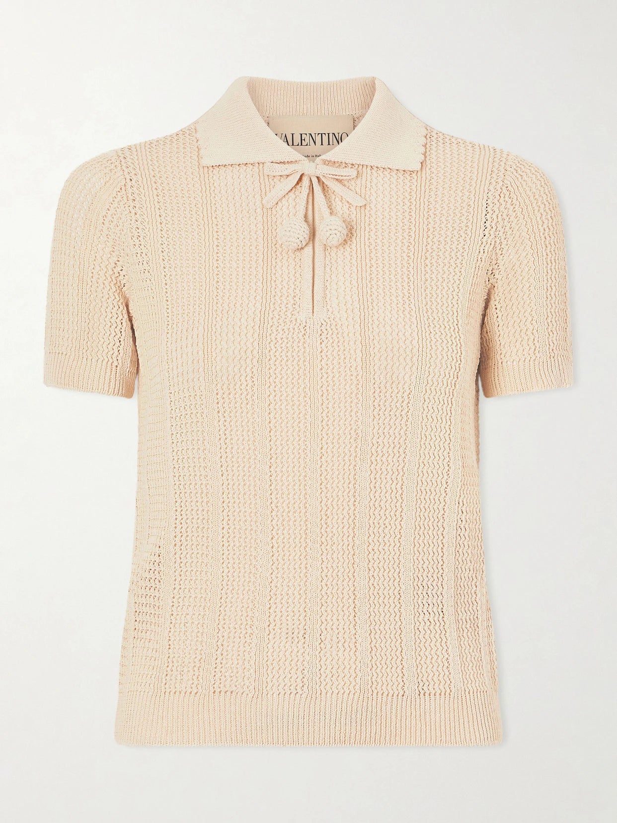 Pointelle-knit Cotton Polo Shirt