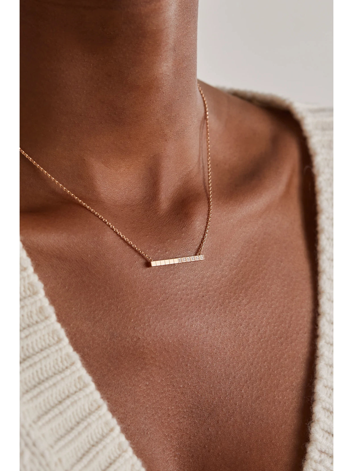 Image of Necklaces. Product name - Ice Cube Pure 18-karat Rose Gold Diamond Necklace in Multi colour by brand - Chopard