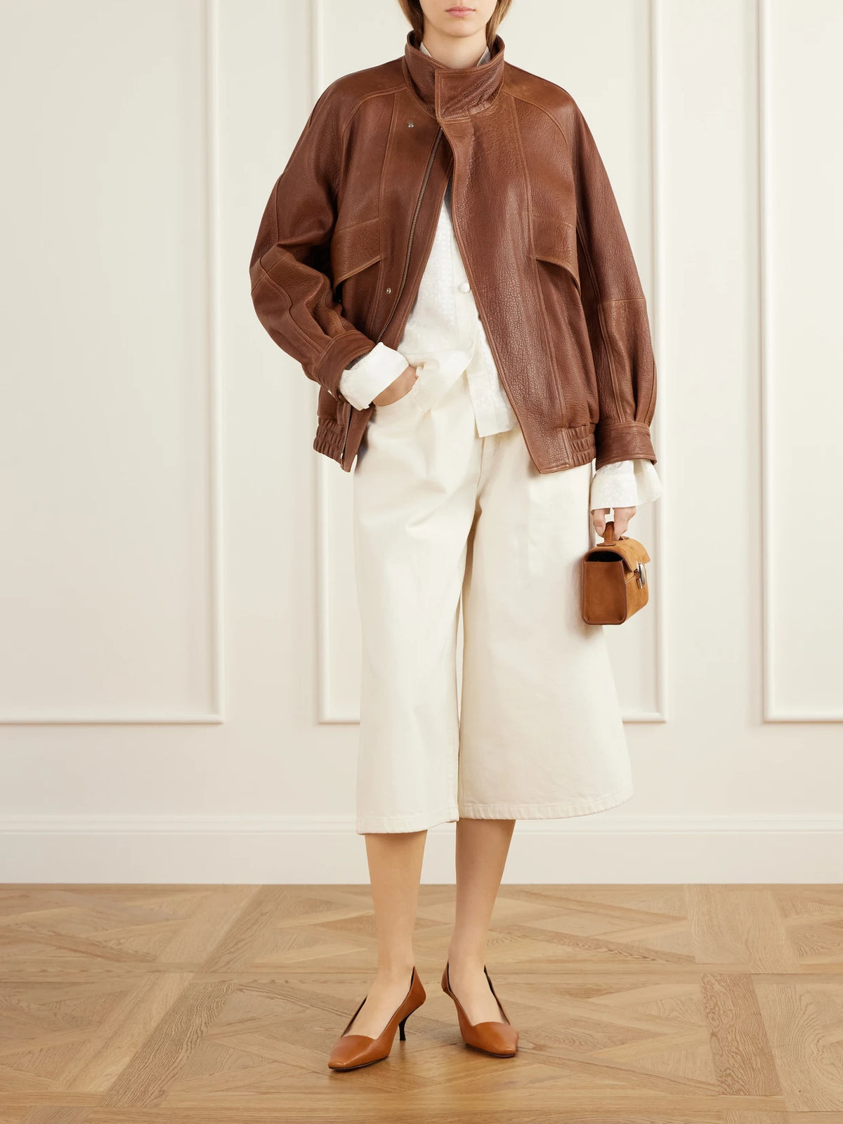 Image of Heels. Product name - Tasha Leather Pumps in Light brown colour by brand - NEOUS