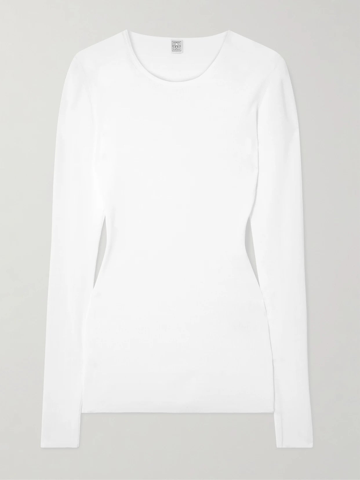 Image of a model wearing Tops. Product name - Garderob Organic Cotton-jersey Top in White colour by brand - TOTEME