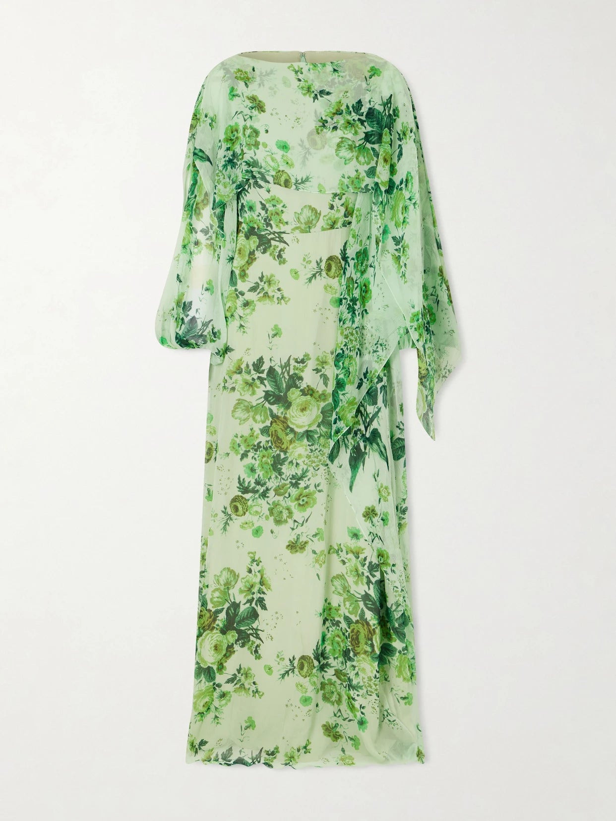 Image of Dresses. Product name - Floral-print Crêpon Gown in Mint colour by brand - Erdem