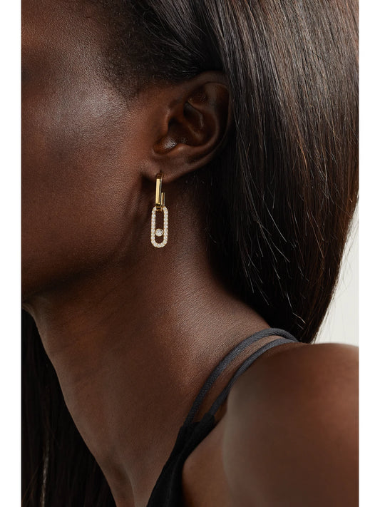 Image of Earrings. Product name - Move Link 18-karat Gold Diamond Earrings in Multi colour by brand - Messika