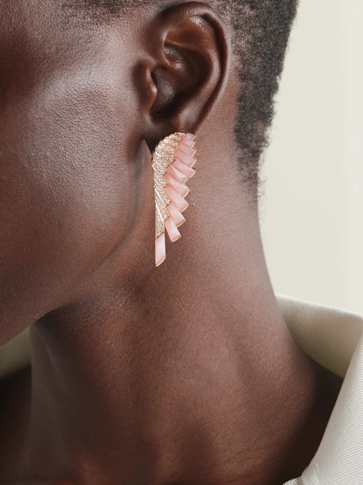Image of Earrings. Product name - Wings Rising 18-karat Rose Gold, Opal And Diamond Earrings in Multi colour by brand - Garrard