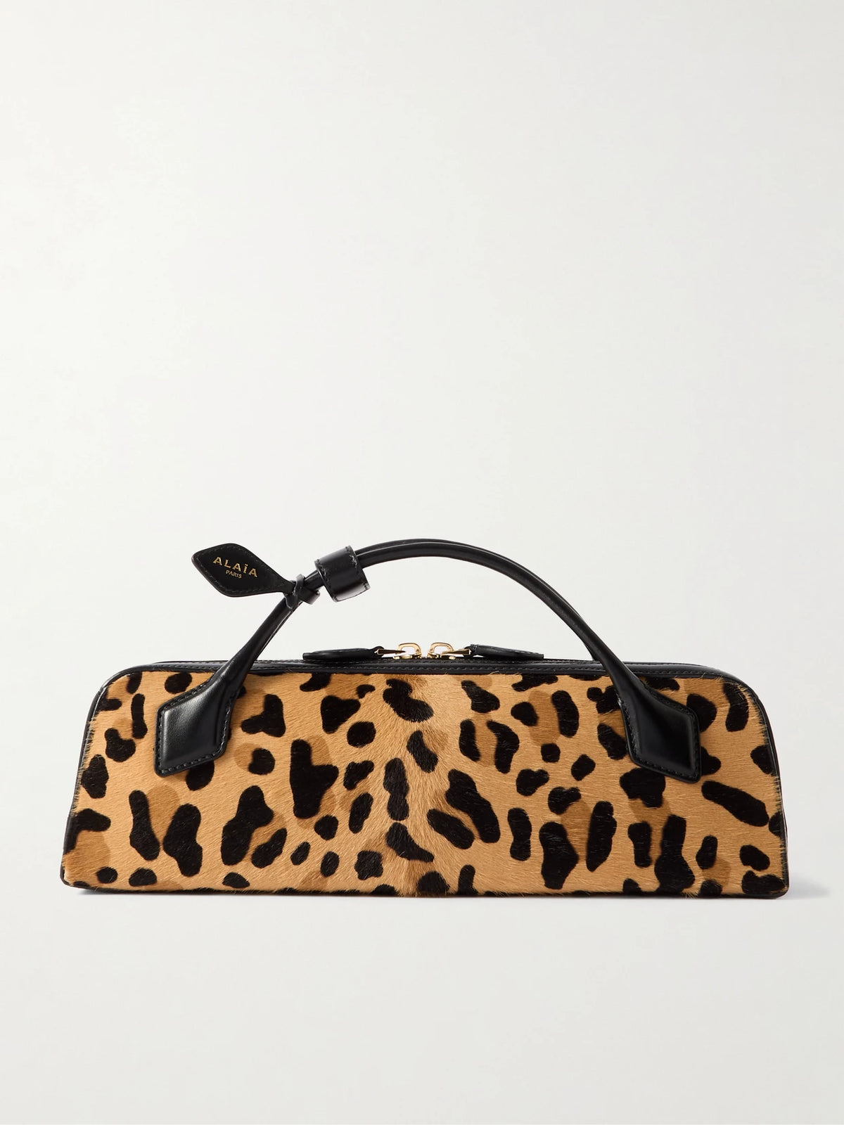 Le Teckel Leather-trimmed Leopard-print Calf Hair Clutch