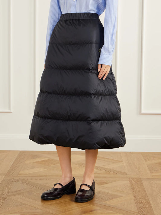 Moncler Logo-appliquéd Quilted Shell Down Knee-length Skirt