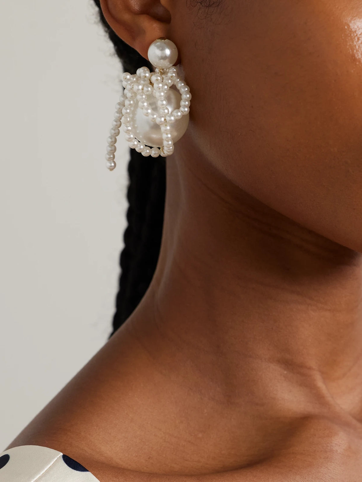 Image of Earrings. Product name - Gold-plated Pearl-like Earrings in White colour by brand - Completedworks