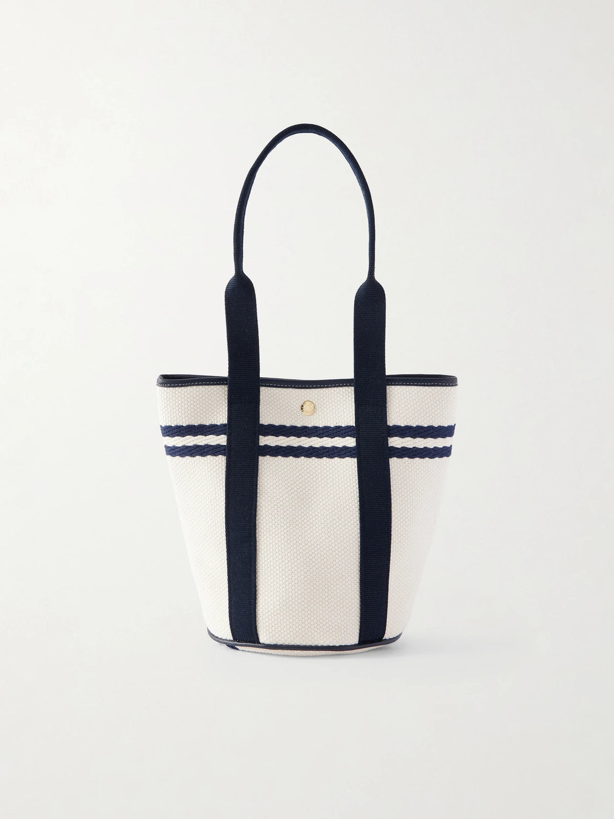 Bucket Leather And Webbing-trimmed Canvas Tote