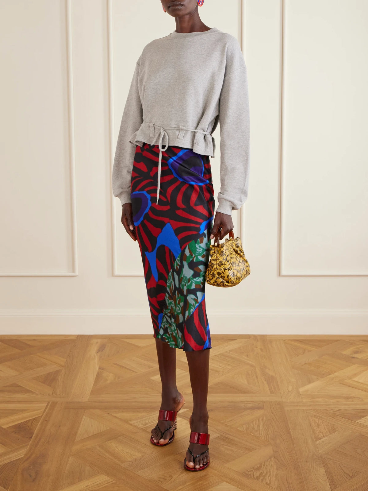 Snake-effect Leather Clutch