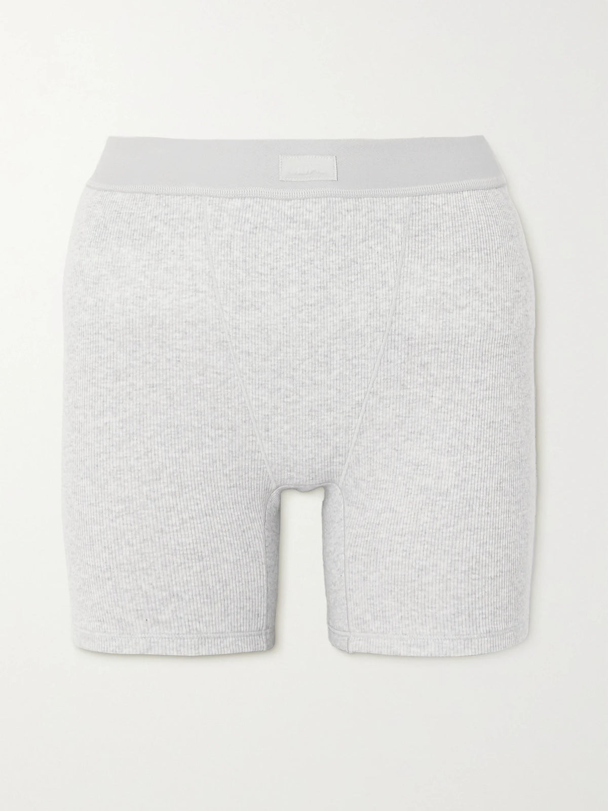 Cotton Collection Ribbed Cotton-blend Jersey Boxer Shorts - Light Heather Grey