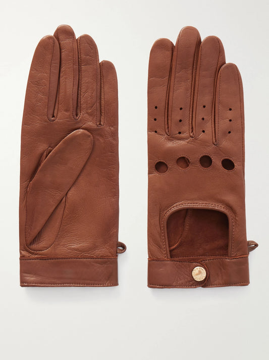 Agnelle Rose Perforated Leather Gloves