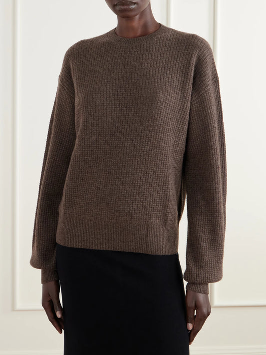 ÉTERNE Brock Waffle-knit Cashmere Sweater
