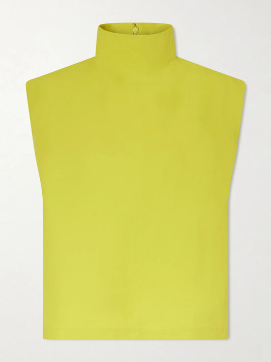 Image of a model wearing Tops. Product name - Paper-blend Turtleneck Top in Yellow colour by brand - Alaïa