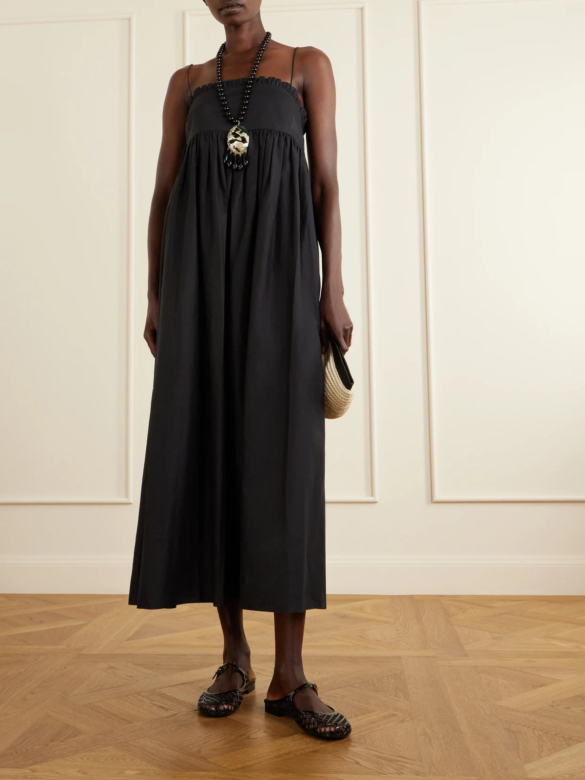 Image of Flats. Product name - Mellow Logo-embellished Rubber Sandals in Black colour by brand - Tory Burch