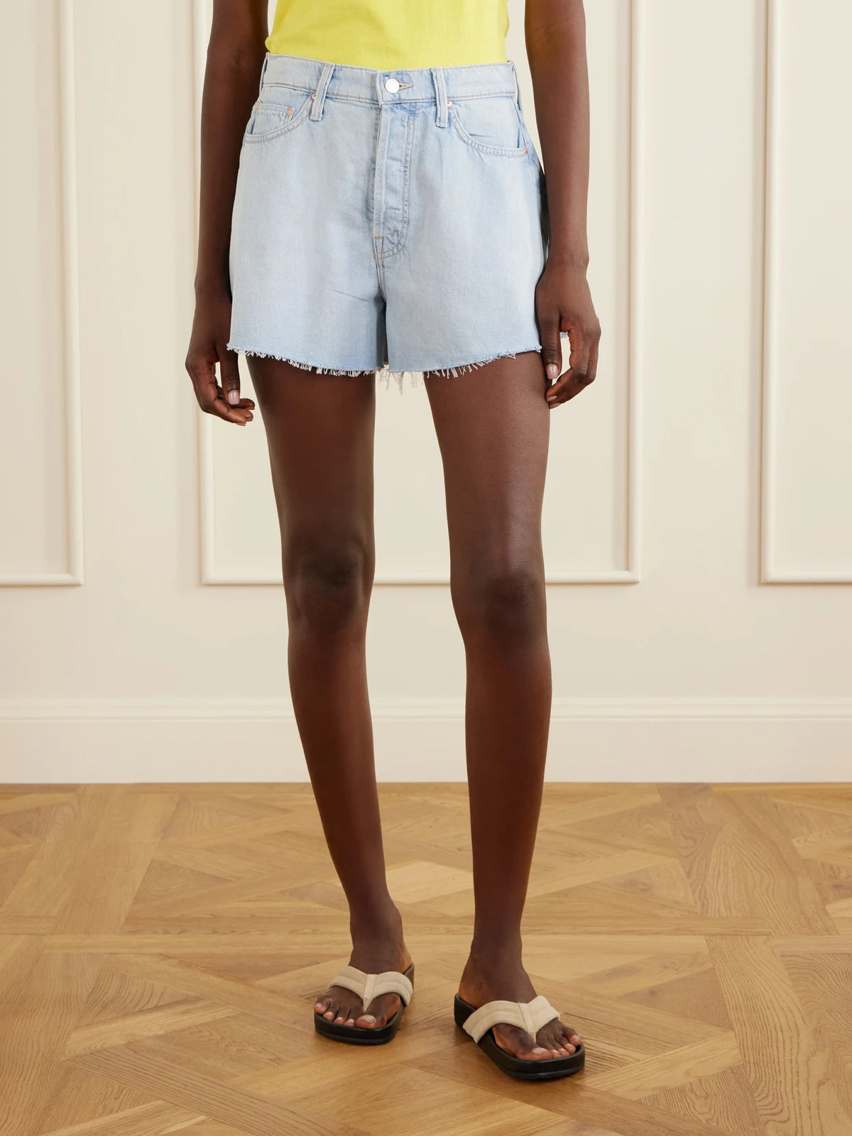 Mother Flutter Denim Shorts