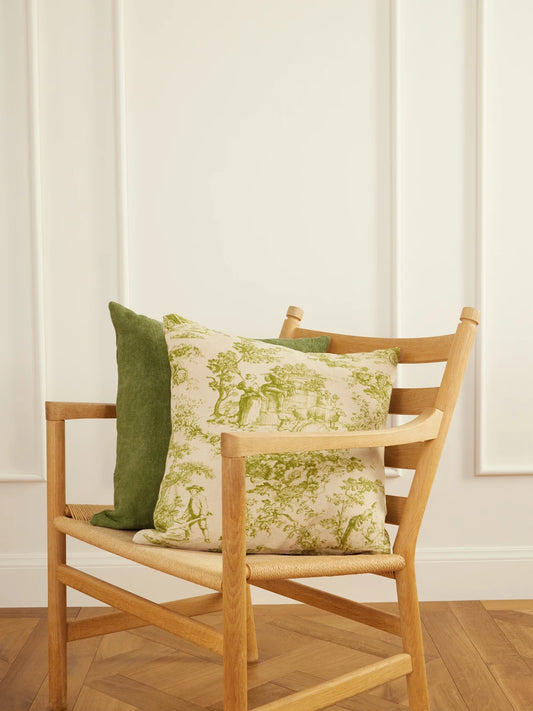Image of Decor. Product name - Glafira Floral-print Linen Cushion in Ivory colour by brand - The House of Lyria