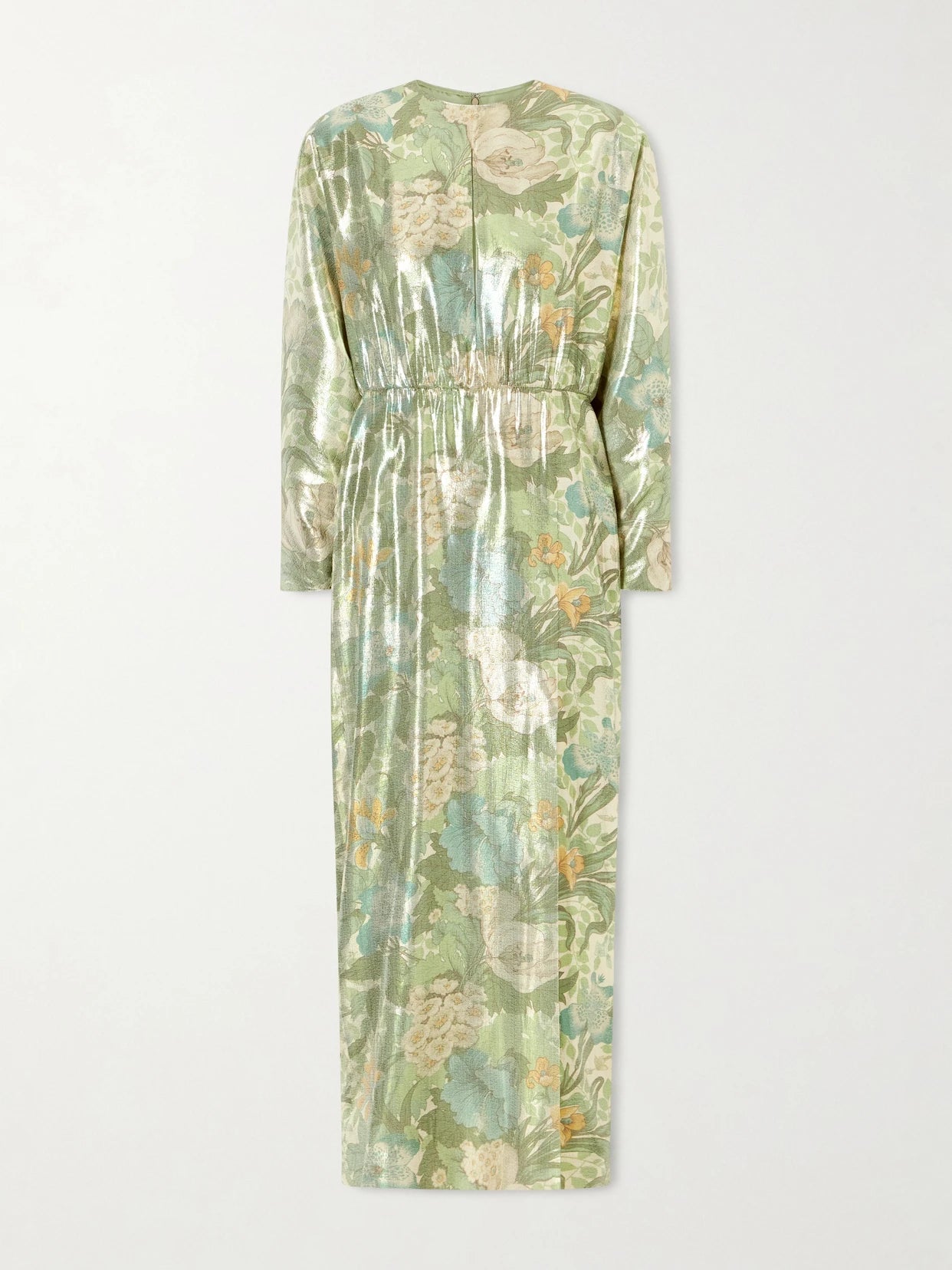 Cut-out Floral-print Silk-blend Lamé Midi Dress
