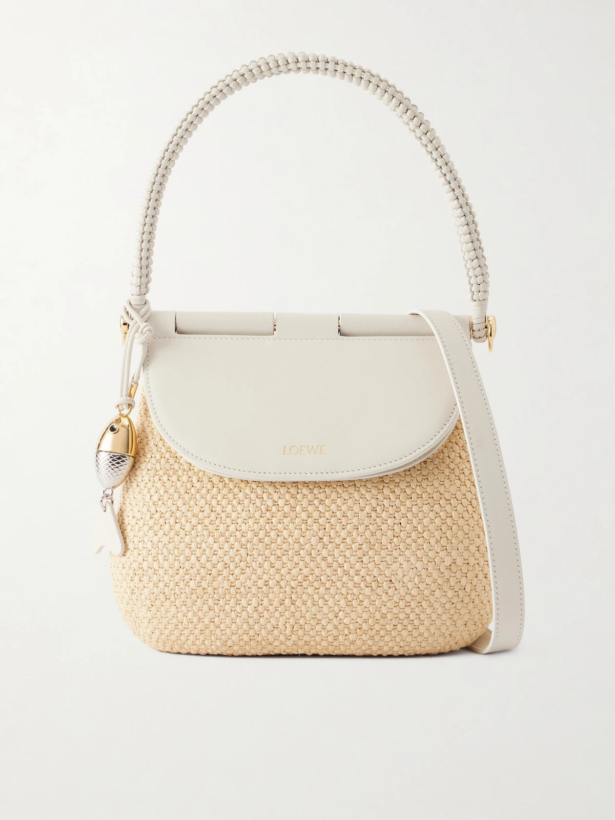 + Paula Ibiza Pescador Leather-trimmed Raffia Shoulder Bag