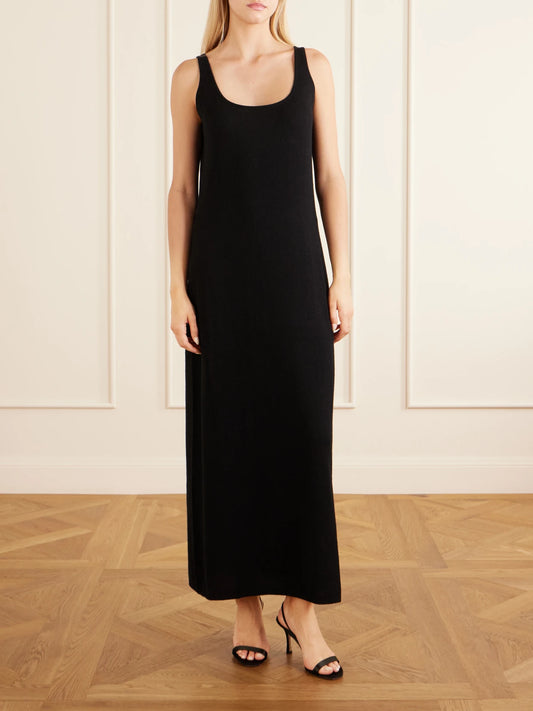 Image of Heels. Product name - Ella Satin Slingback Sandals in Black colour by brand - The Row
