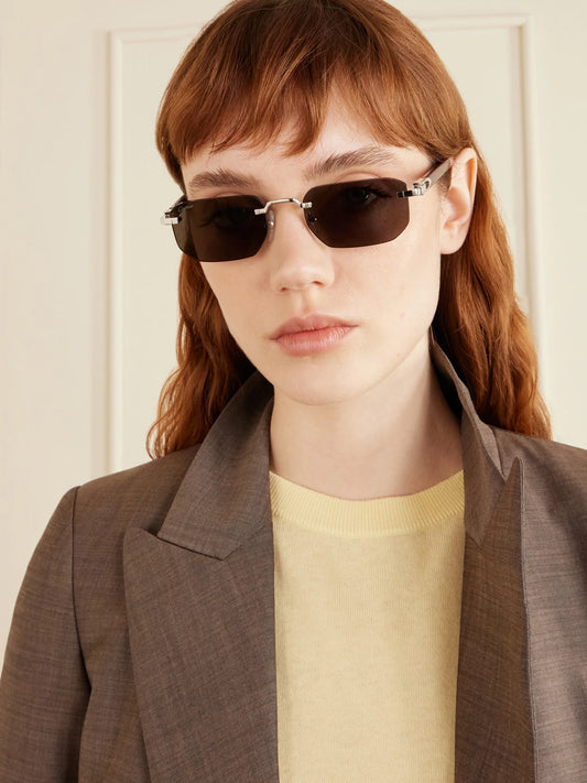 Image of Sunglasses. Product name - Signature C Rimless Rectangular-frame Silver-tone And Acetate Sunglasses in Multi colour by brand - Cartier Eyewear