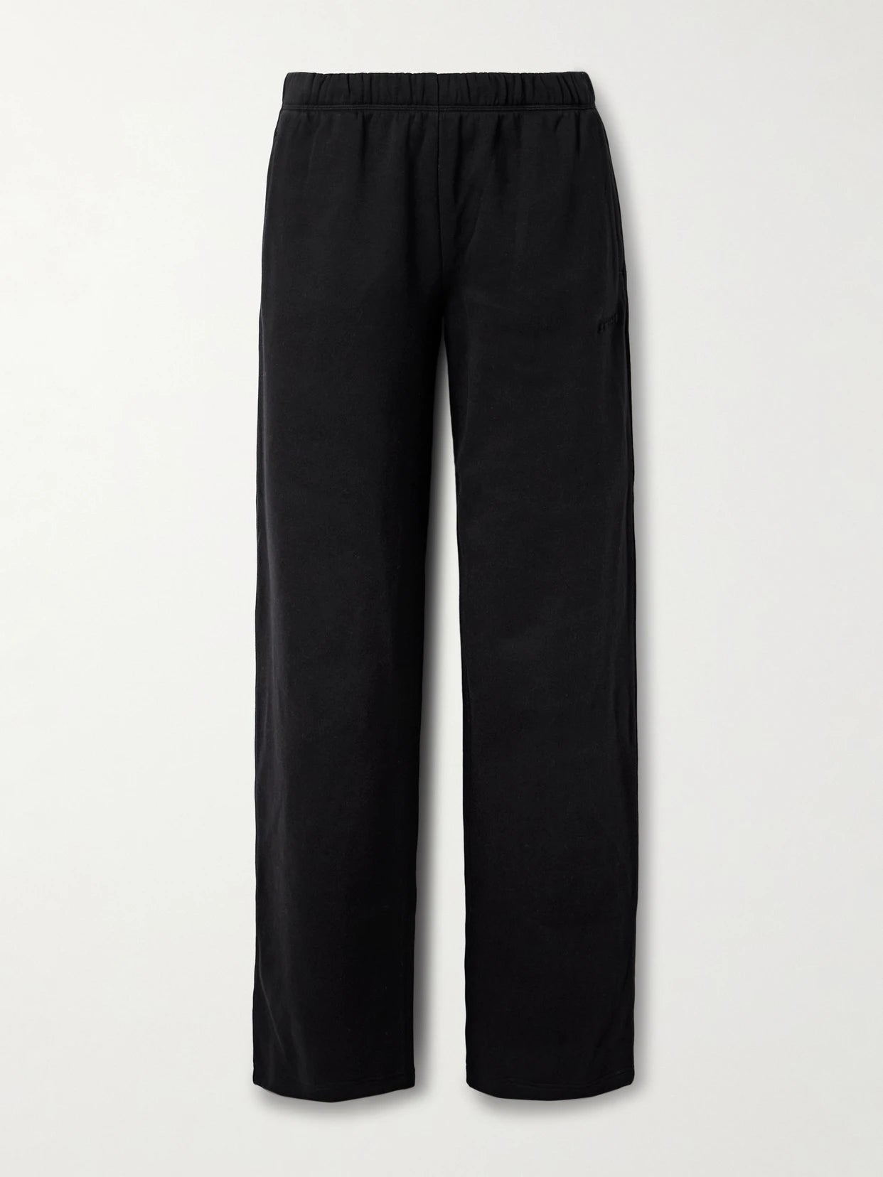 Image of Sleepwear & Loungewear. Product name - Classic Cotton-blend Jersey Straight-leg Pants - Onyx in Black colour by brand - SKIMS