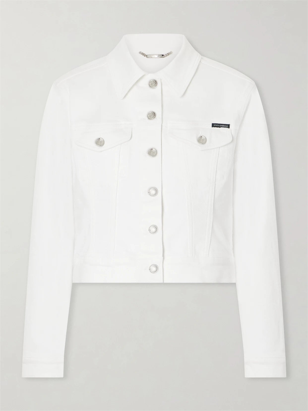 Image of Coats & Jackets. Product name - Denim Jacket in White colour by brand - Dolce & Gabbana