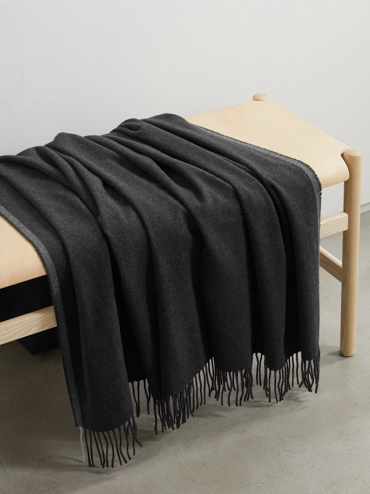 Fringed Two-tone Cashmere Travel Blanket