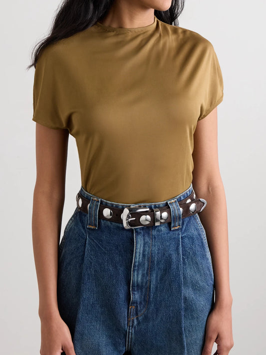 KHAITE Benny Studded Suede Belt