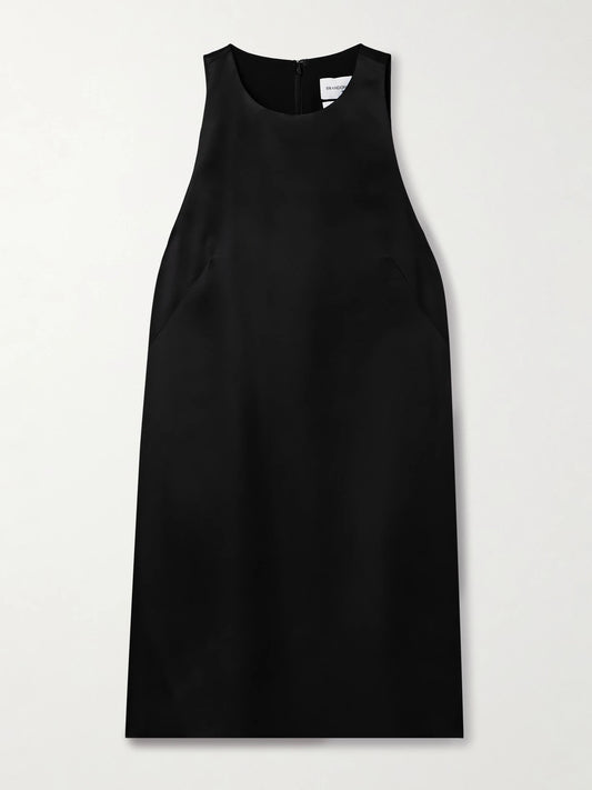 Image of Dresses. Product name - The Joelle Wool And Silk-blend Mini Dress in Black colour by brand - Brandon Maxwell