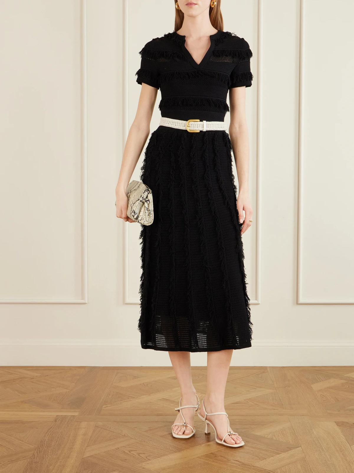 Image of Heels. Product name - Triana Embellished Leather Sandals in White colour by brand - Loeffler Randall