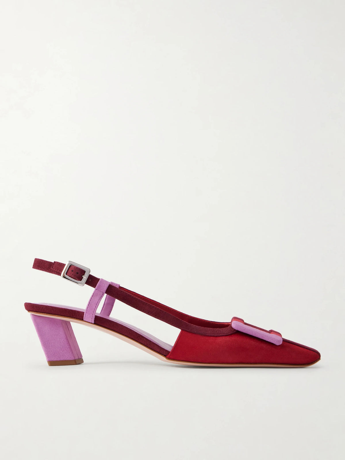 Roger Belle Vivier 45 Color-block Suede Slingback Pumps