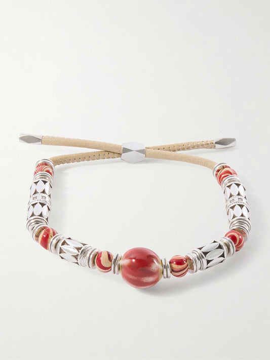 Janis Wood, Ceramic And Leather Beaded Bracelet