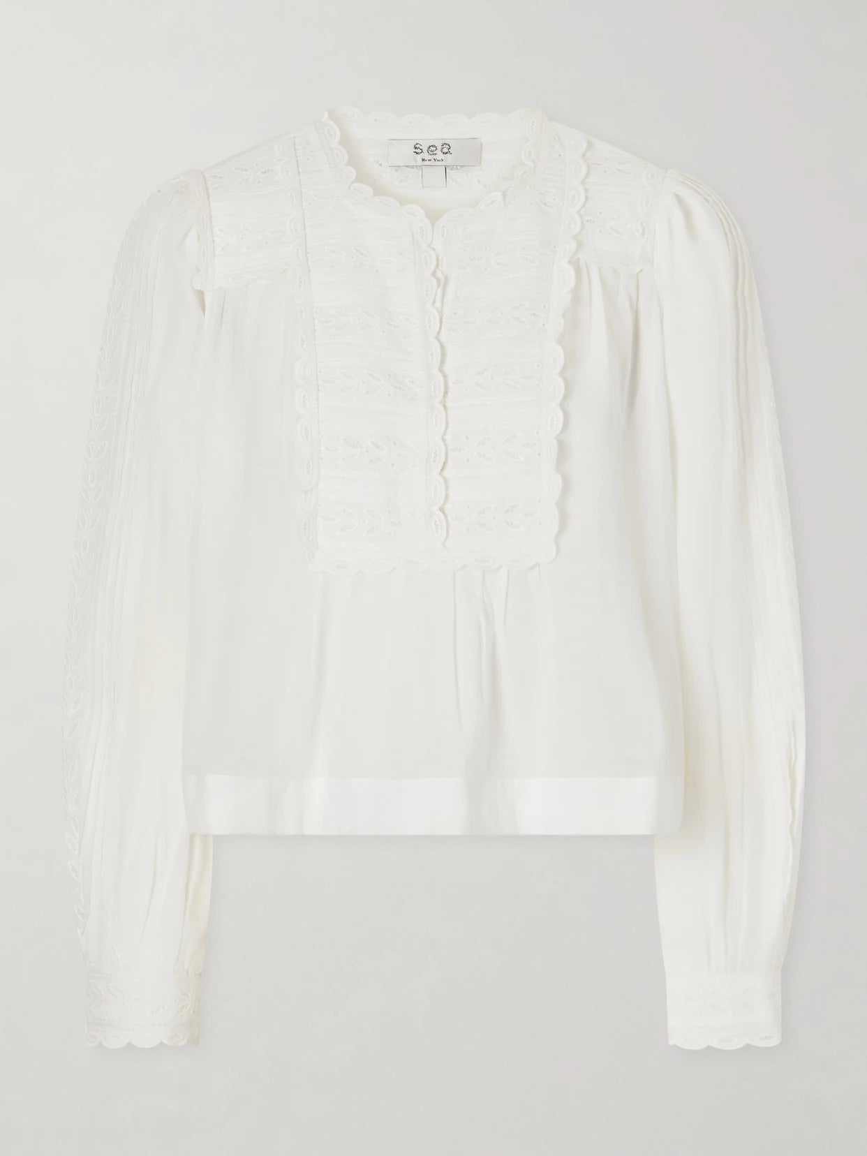 Eliza Broderie Anglaise-trimmed Cotton-blend Blouse
