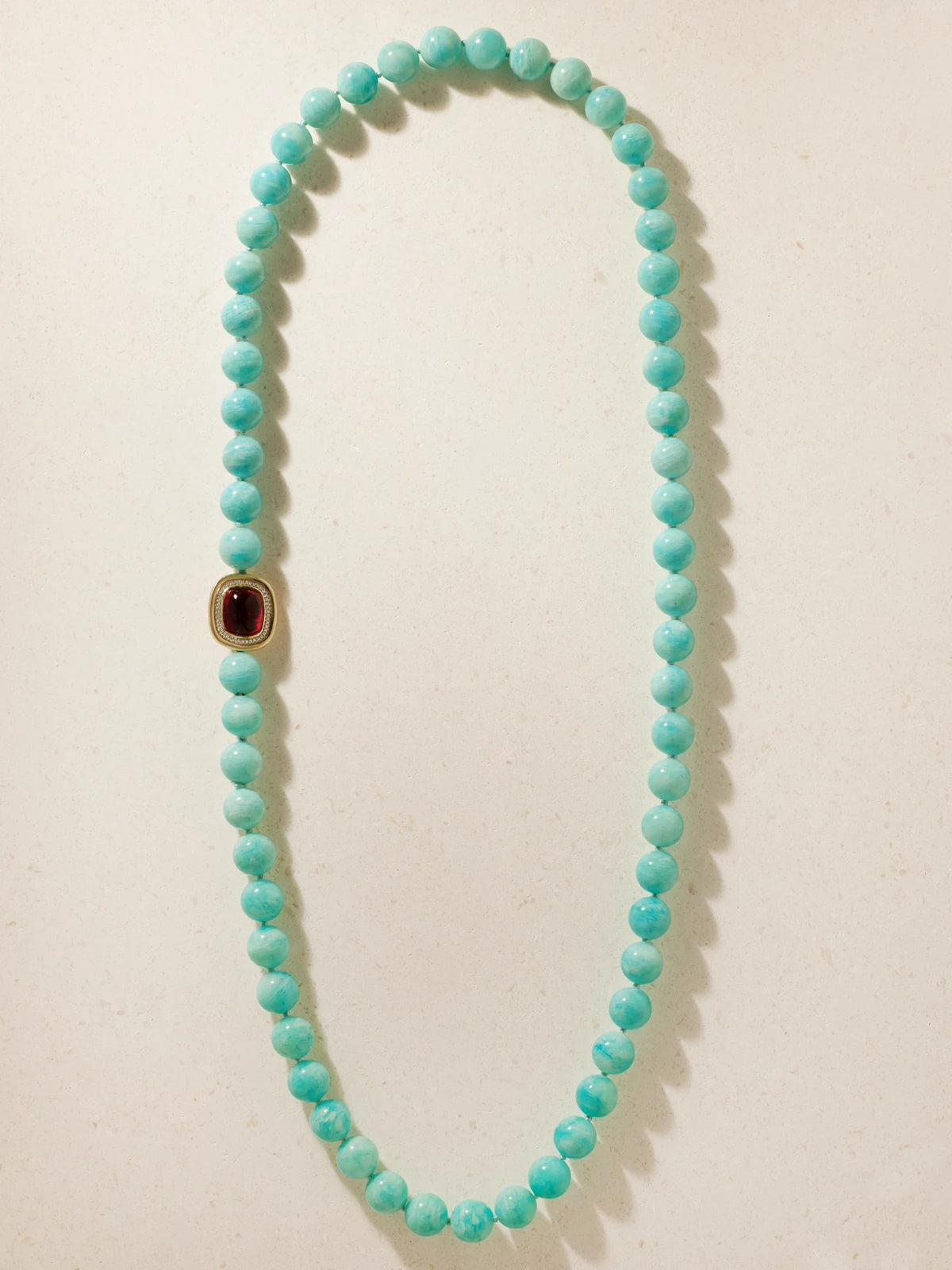 Octavia Elizabeth Orb 18-karat Gold, Diamond, Amazonite And Tourmaline Beaded Necklace