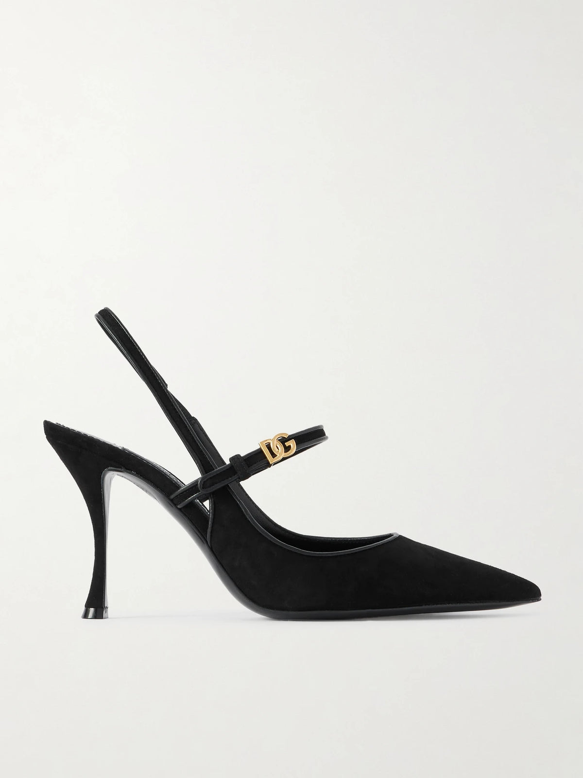Italian Tailoring Leather-trimmed Suede Slingback Pumps