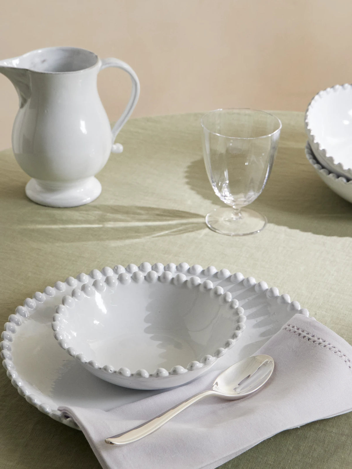 Image of Tableware. Product name - Adélaïde Small Ceramic Soup Plate in White colour by brand - Astier De Villatte