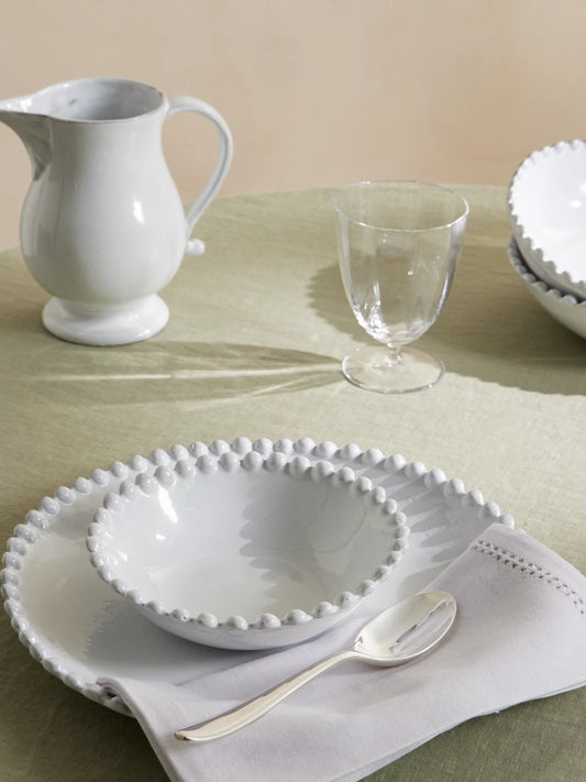 Image of Tableware. Product name - Adélaïde Small Ceramic Soup Plate in White colour by brand - Astier De Villatte