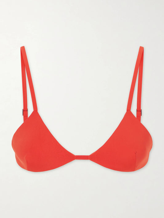 Image of Swimwear. Product name - Cora Triangle Bikini Top in Red colour by brand - Haight