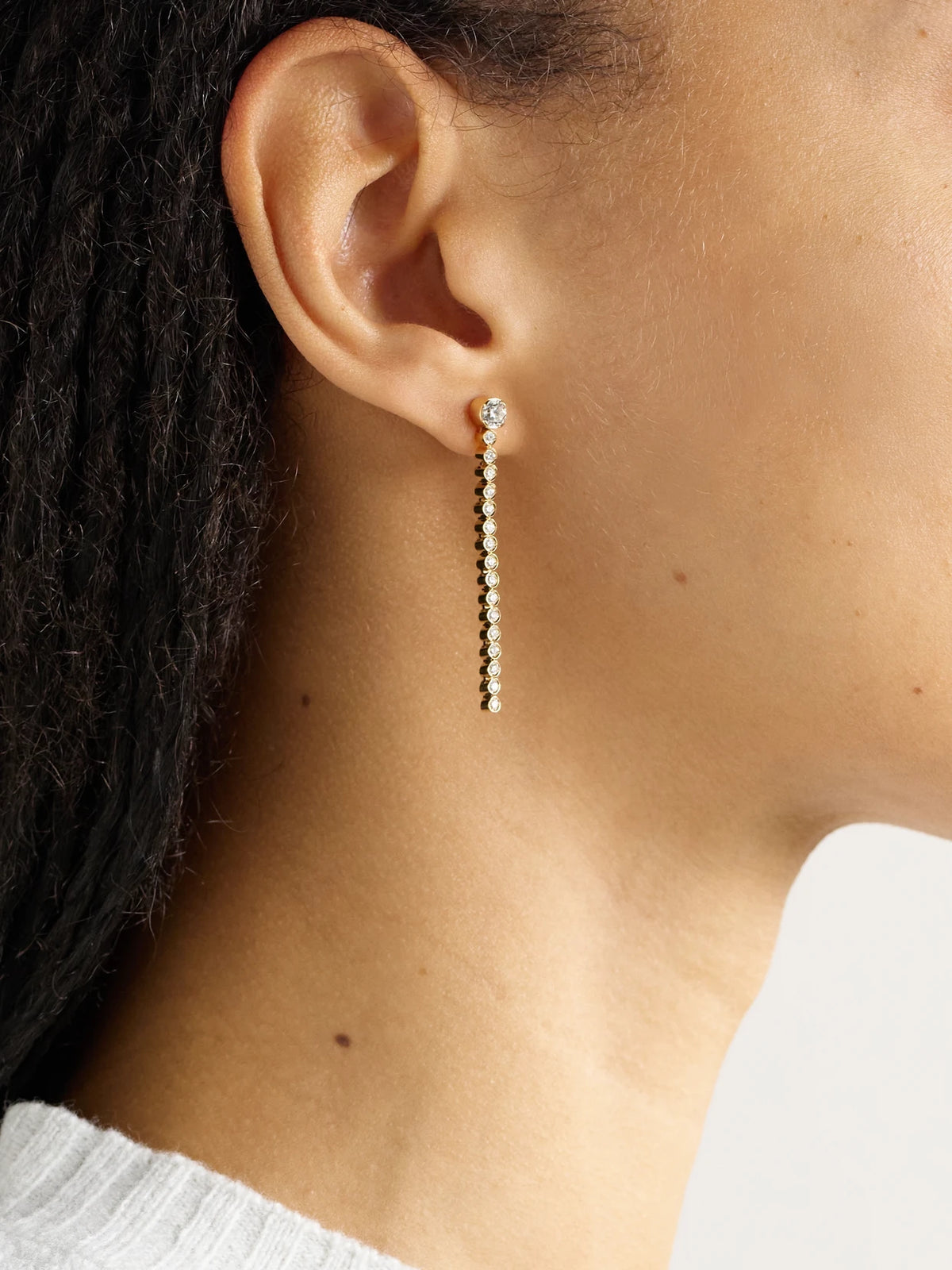 Image of Earrings. Product name - 18-karat Recycled Gold Diamond Earrings in Silver colour by brand - Sophie Bille Brahe