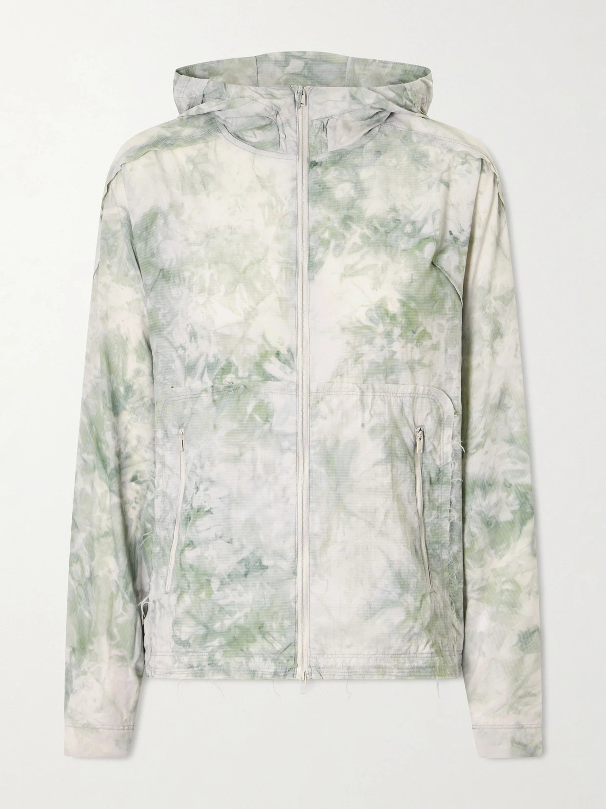 Image of Coats & Jackets. Product name - + Y-3 Printed Frayed Lightweight Hooded Jacket in Green colour by brand - adidas Originals