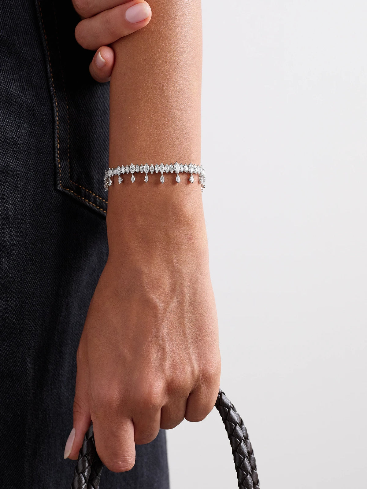 Image of Bracelets. Product name - Atlas 18-karat White Gold Diamond Bracelet in Silver colour by brand - Anita Ko