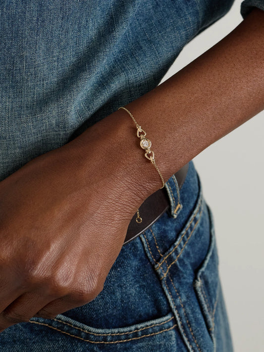 Image of Bracelets. Product name - Silvia 14-karat Gold Diamond Bracelet in Multi colour by brand - STONE AND STRAND