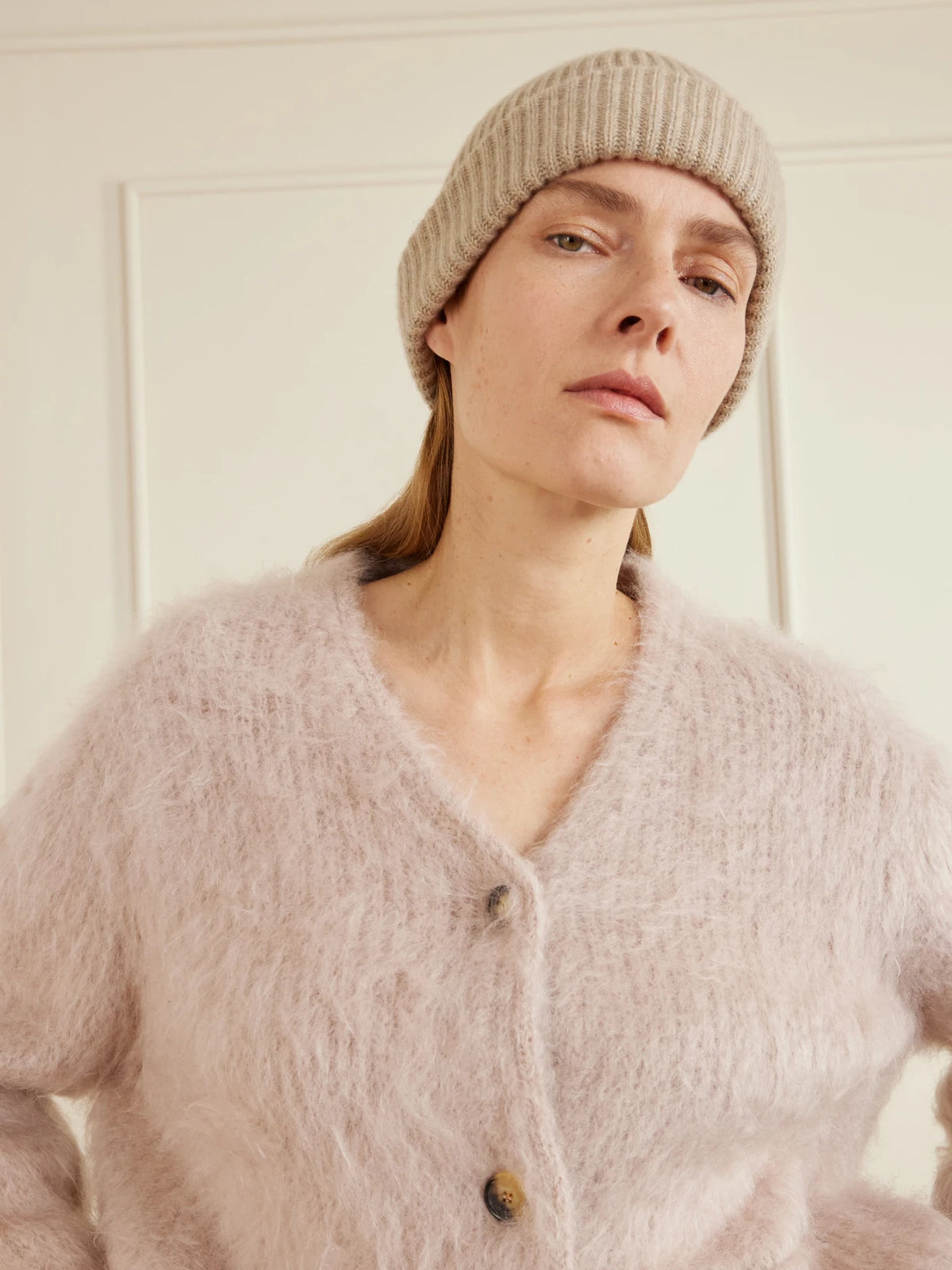Image of Hats. Product name - Juniper Ribbed Cashmere Beanie in Beige colour by brand - Loro Piana