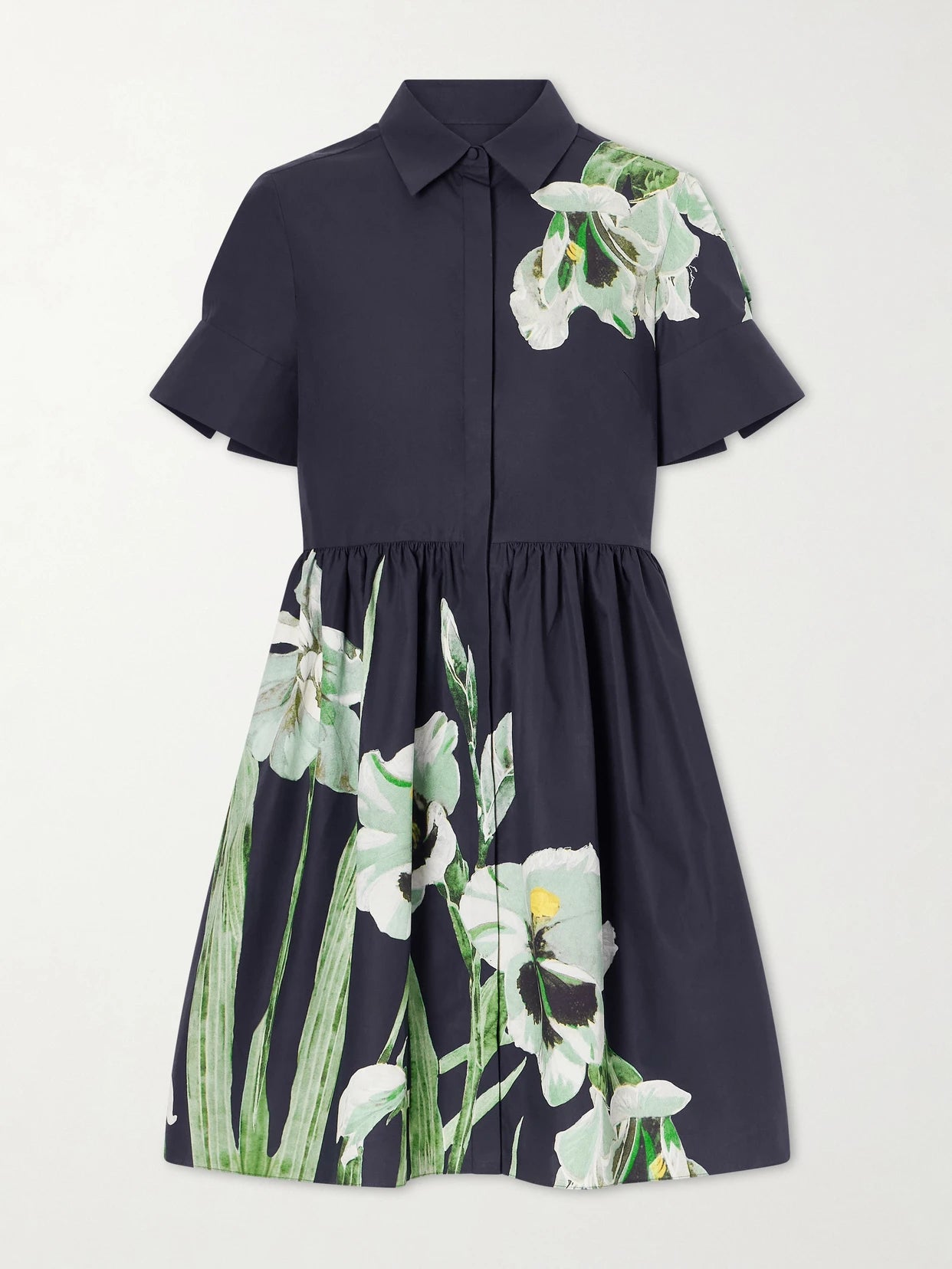 Floral-print Cotton-blend Poplin Mini Dress