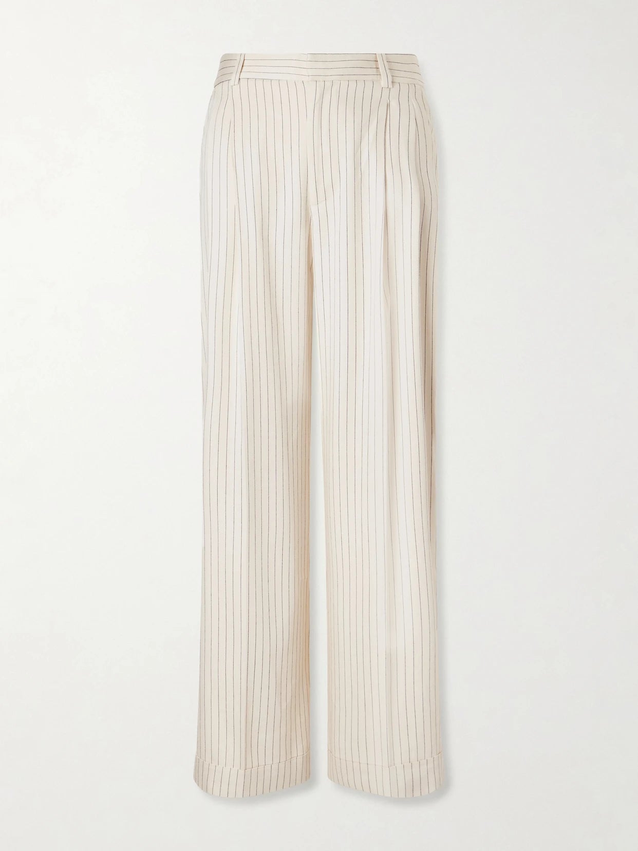 Avenue Pleated Striped Woven Wide-leg Pants