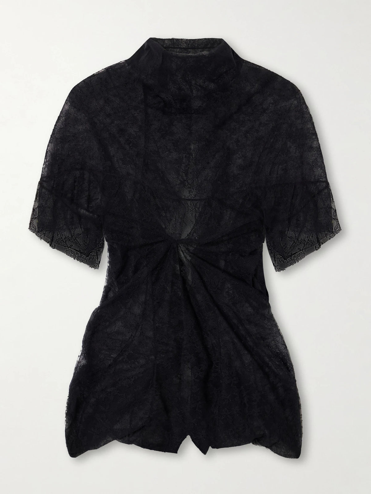 Colleen Allen Draped Ruffled Lace Blouse