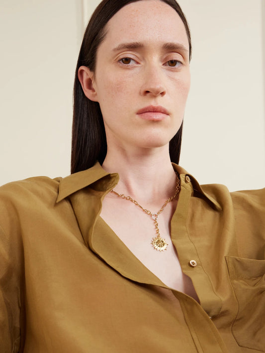 Image of Necklaces. Product name - Internal Compass + Small Mixed Clip 18-karat White And Yellow Gold Diamond Necklace in Multi colour by brand - FoundRae
