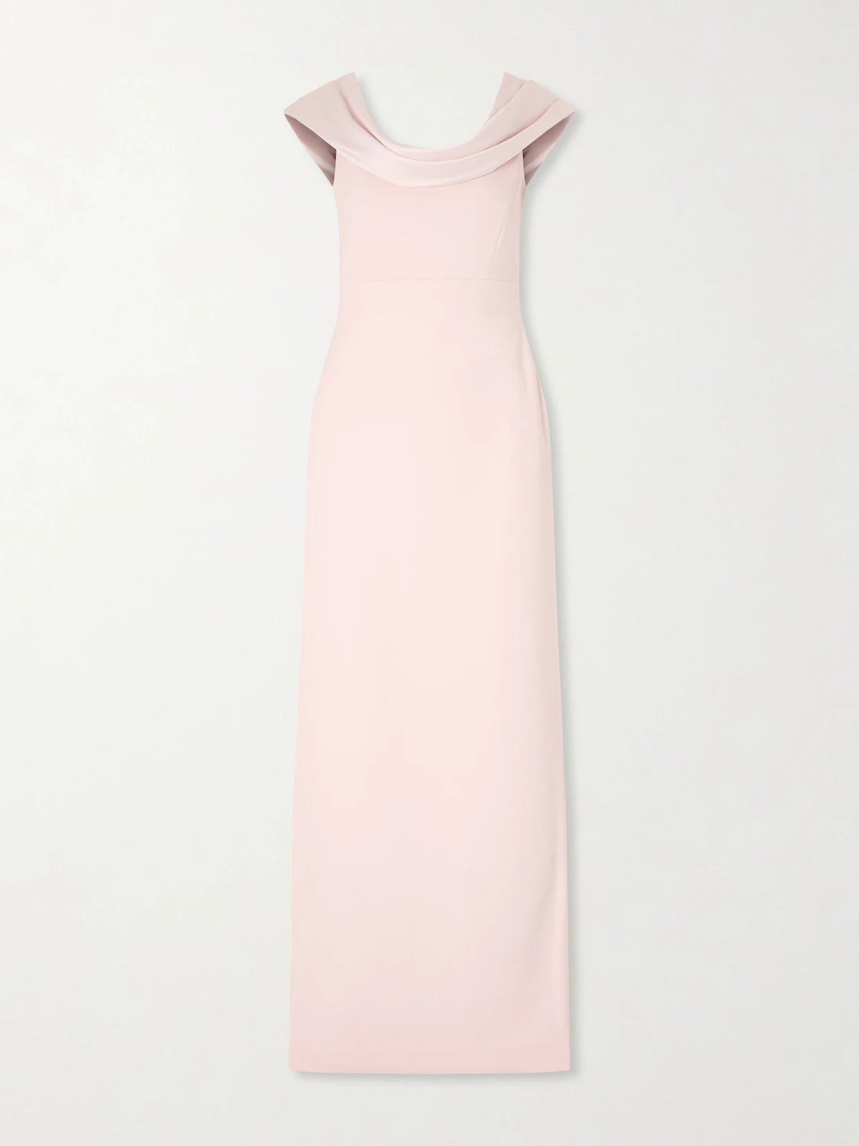 Image of Dresses. Product name - Adele Draped Satin-trimmed Crepe Maxi Dress in Pink colour by brand - Solace London